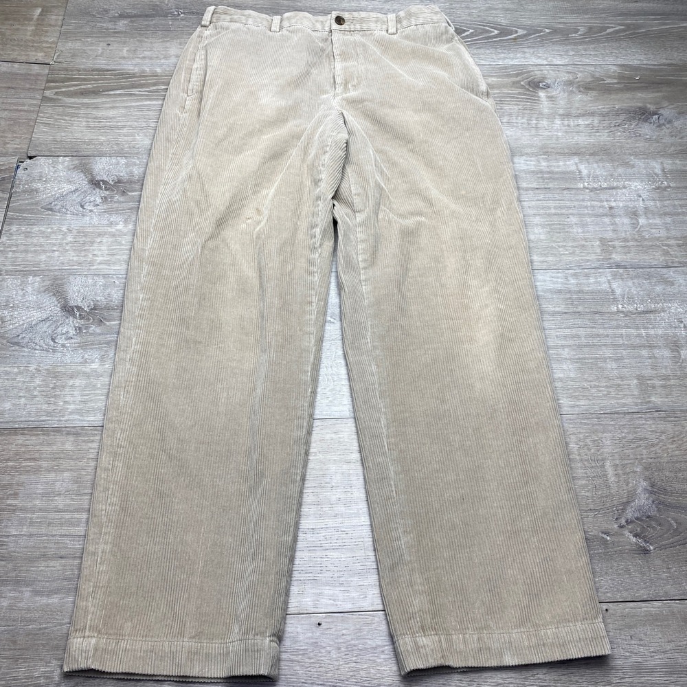 Brooks Brothers Hudson Corduroy Pants Men 36x32 Tan Cotton Straight Leg Trousers